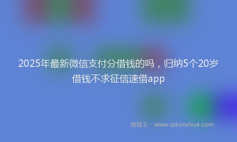 2025年最新微信支付分借钱的吗，归纳5个20岁借钱不求征信速借app