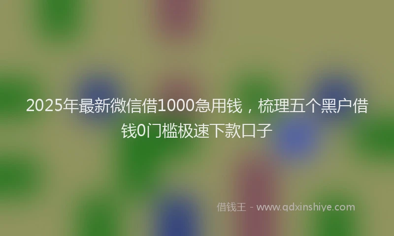 2025年最新微信借1000急用钱，梳理五个黑户借钱0门槛极速下款口子