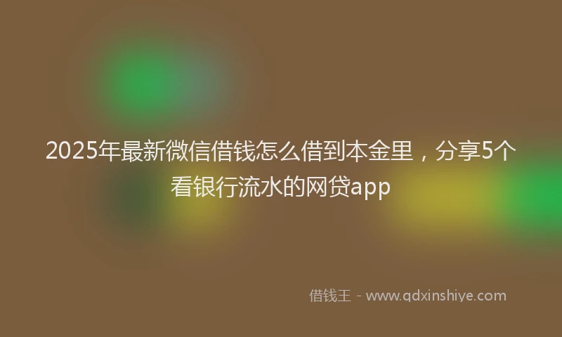 2025年最新微信借钱怎么借到本金里，分享5个看银行流水的网贷app