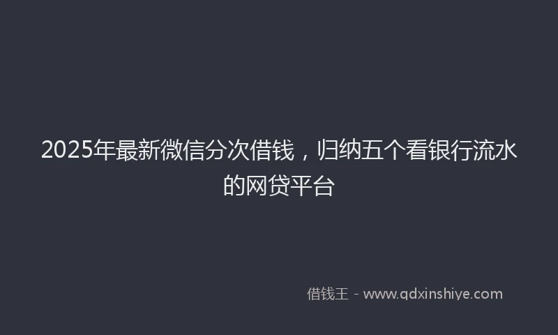 2025年最新微信分次借钱，归纳五个看银行流水的网贷平台