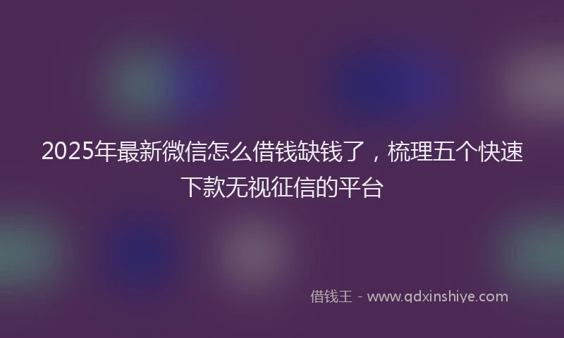2025年最新微信怎么借钱缺钱了，梳理五个快速下款无视征信的平台