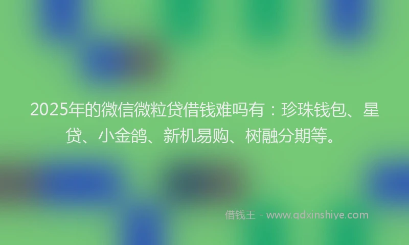 2025年的微信微粒贷借钱难吗有：珍珠钱包、星贷、小金鸽、新机易购、树融分期等。