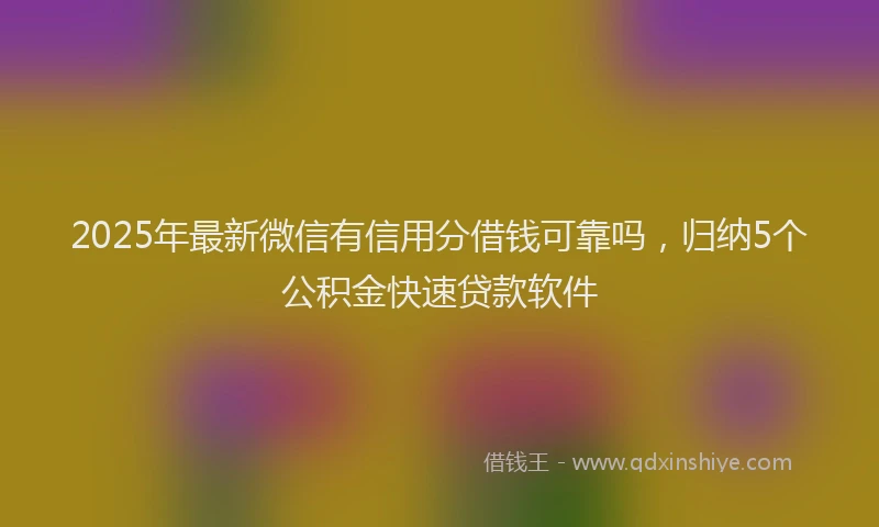 2025年最新微信有信用分借钱可靠吗，归纳5个公积金快速贷款软件