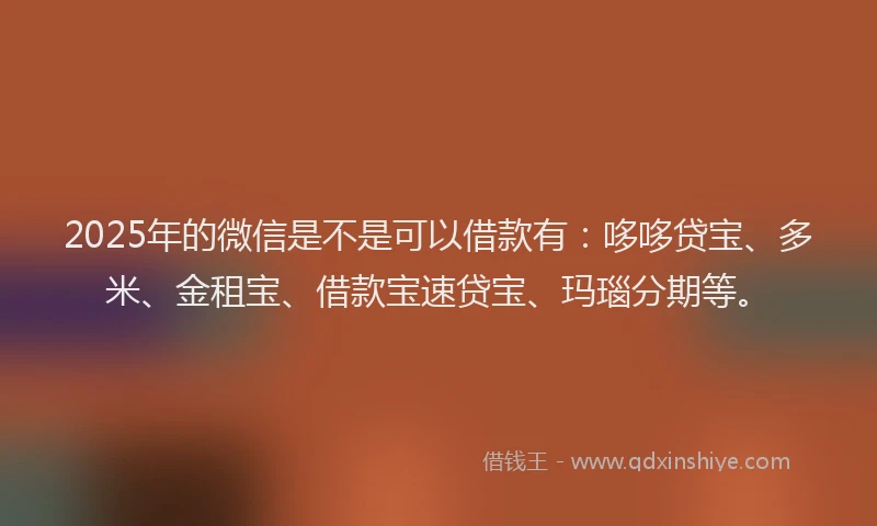 2025年的微信是不是可以借款有：哆哆贷宝、多米、金租宝、借款宝速贷宝、玛瑙分期等。
