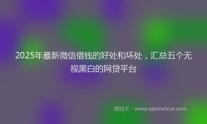 2025年最新微信借钱的好处和坏处，汇总五个无视黑白的网贷平台