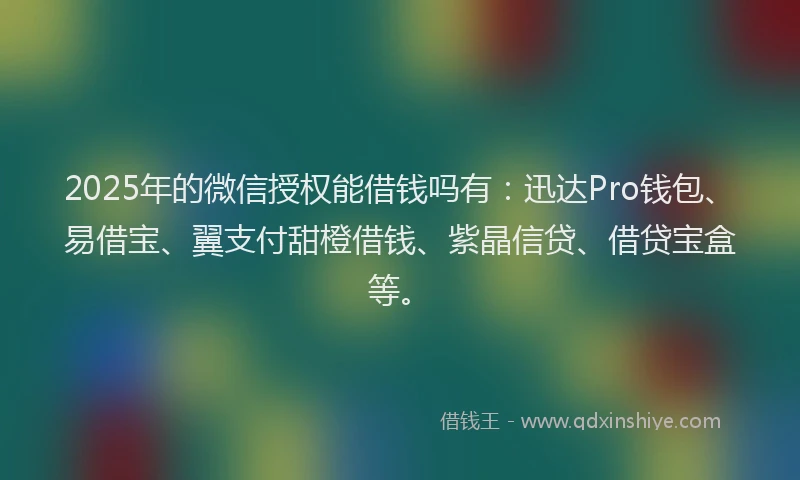 2025年的微信授权能借钱吗有：迅达Pro钱包、易借宝、翼支付甜橙借钱、紫晶信贷、借贷宝盒等。