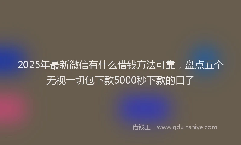 2025年最新微信有什么借钱方法可靠，盘点五个无视一切包下款5000秒下款的口子