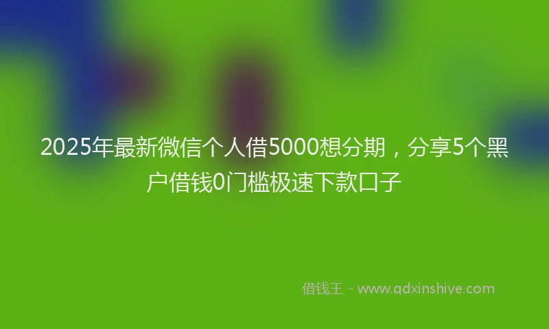 2025年最新微信个人借5000想分期，分享5个黑户借钱0门槛极速下款口子