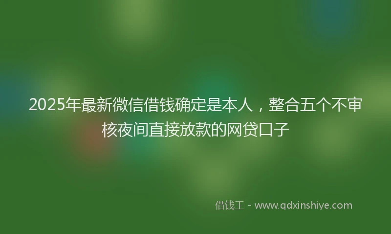 2025年最新微信借钱确定是本人，整合五个不审核夜间直接放款的网贷口子