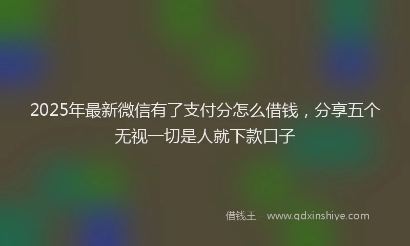 2025年最新微信有了支付分怎么借钱，分享五个无视一切是人就下款口子