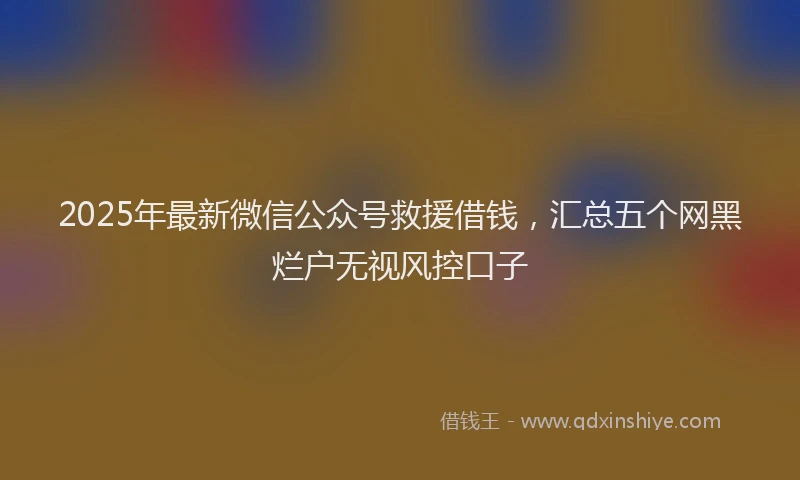 2025年最新微信公众号救援借钱，汇总五个网黑烂户无视风控口子