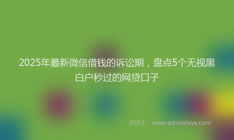 2025年最新微信借钱的诉讼期，盘点5个无视黑白户秒过的网贷口子