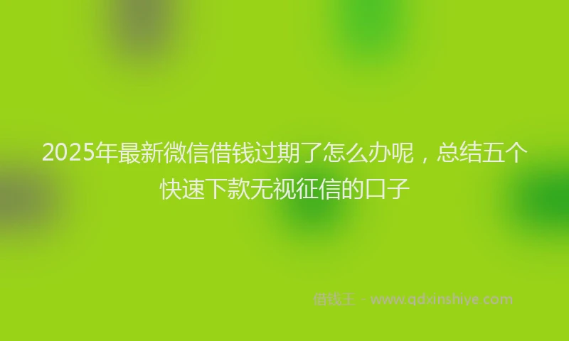 2025年最新微信借钱过期了怎么办呢，总结五个快速下款无视征信的口子