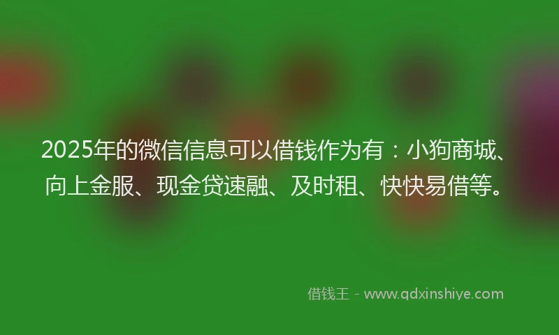 2025年的微信信息可以借钱作为有：小狗商城、向上金服、现金贷速融、及时租、快快易借等。