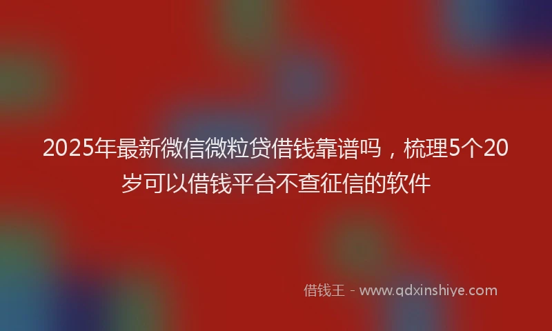 2025年最新微信微粒贷借钱靠谱吗，梳理5个20岁可以借钱平台不查征信的软件