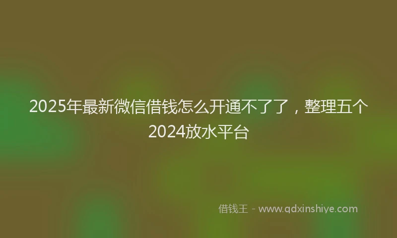 2025年最新微信借钱怎么开通不了了，整理五个2024放水平台