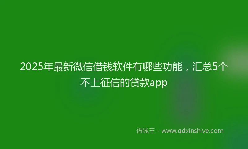 2025年最新微信借钱软件有哪些功能，汇总5个不上征信的贷款app