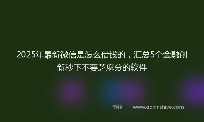 2025年最新微信是怎么借钱的，汇总5个金融创新秒下不要芝麻分的软件