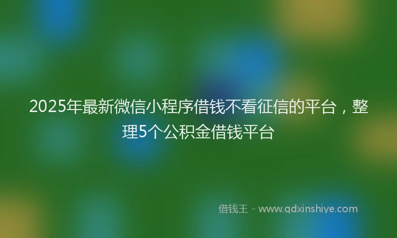 2025年最新微信小程序借钱不看征信的平台，整理5个公积金借钱平台