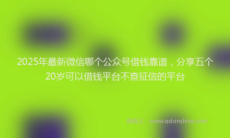 2025年最新微信哪个公众号借钱靠谱，分享五个20岁可以借钱平台不查征信的平台