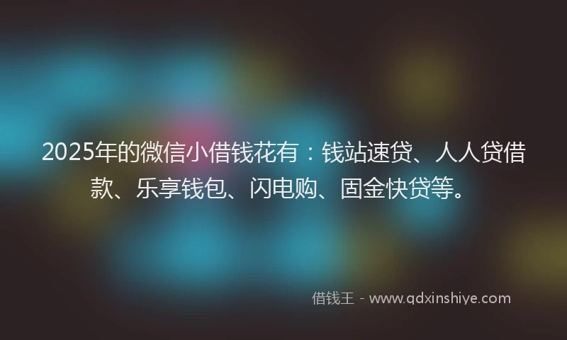 2025年的微信小借钱花有：钱站速贷、人人贷借款、乐享钱包、闪电购、固金快贷等。
