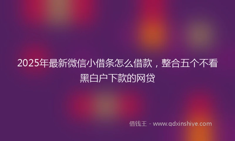 2025年最新微信小借条怎么借款，整合五个不看黑白户下款的网贷