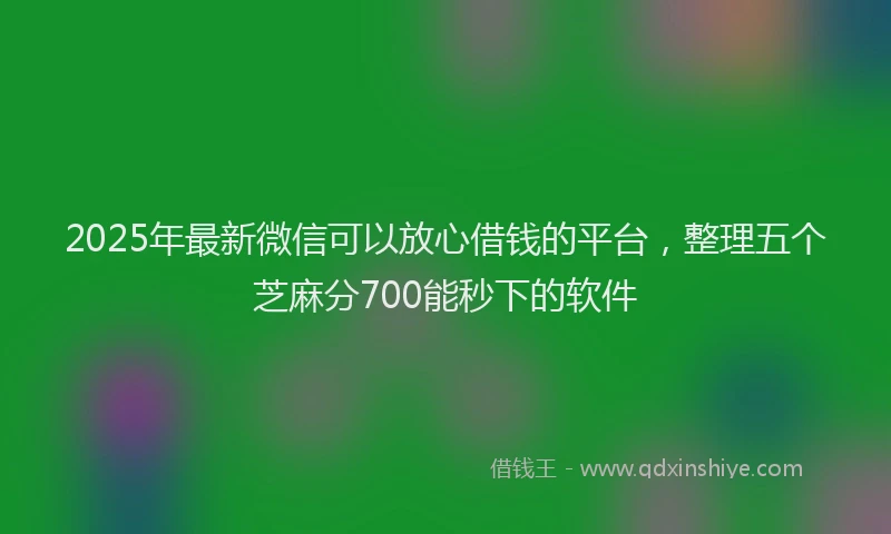 2025年最新微信可以放心借钱的平台，整理五个芝麻分700能秒下的软件