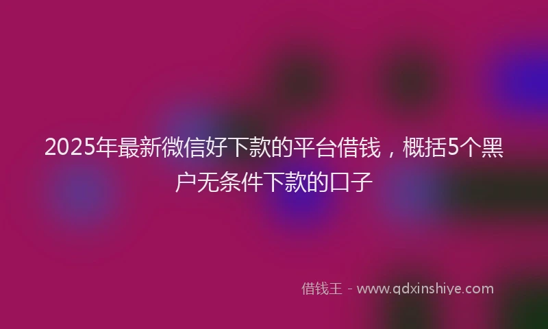 2025年最新微信好下款的平台借钱，概括5个黑户无条件下款的口子