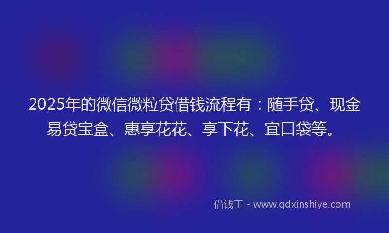 2025年的微信微粒贷借钱流程有：随手贷、现金易贷宝盒、惠享花花、享下花、宜口袋等。