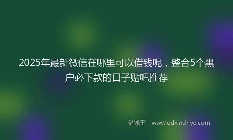 2025年最新微信在哪里可以借钱呢，整合5个黑户必下款的口子贴吧推荐