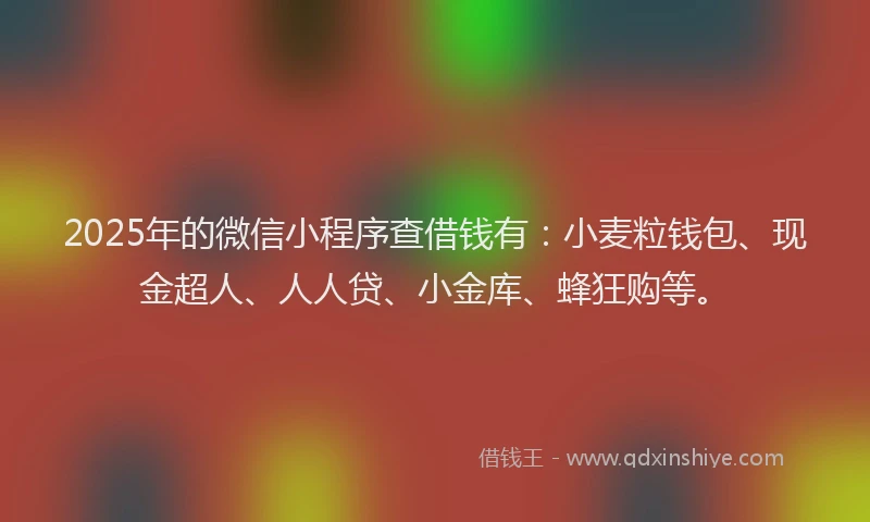 2025年的微信小程序查借钱有：小麦粒钱包、现金超人、人人贷、小金库、蜂狂购等。