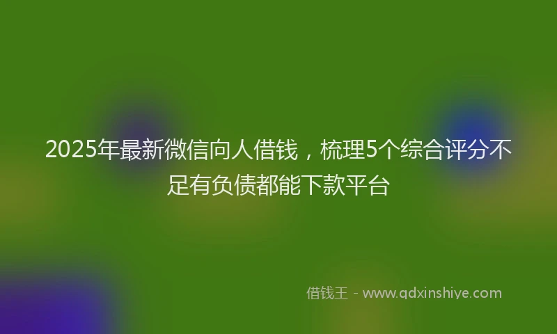 2025年最新微信向人借钱，梳理5个综合评分不足有负债都能下款平台