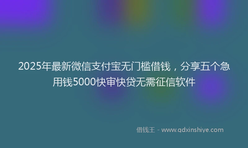 2025年最新微信支付宝无门槛借钱，分享五个急用钱5000快审快贷无需征信软件