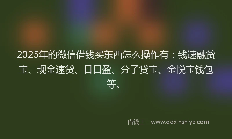 2025年的微信借钱买东西怎么操作有：钱速融贷宝、现金速贷、日日盈、分子贷宝、金悦宝钱包等。