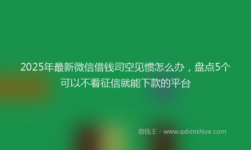 2025年最新微信借钱司空见惯怎么办，盘点5个可以不看征信就能下款的平台