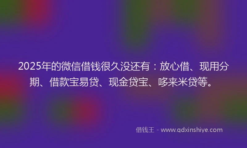2025年的微信借钱很久没还有:放心借、现用分期、借款宝易贷、现金贷宝、哆来米贷等。
