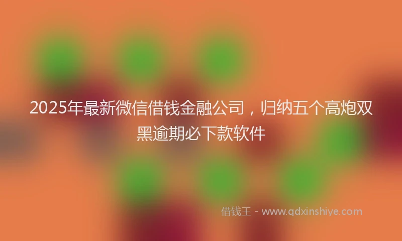 2025年最新微信借钱金融公司，归纳五个高炮双黑逾期必下款软件