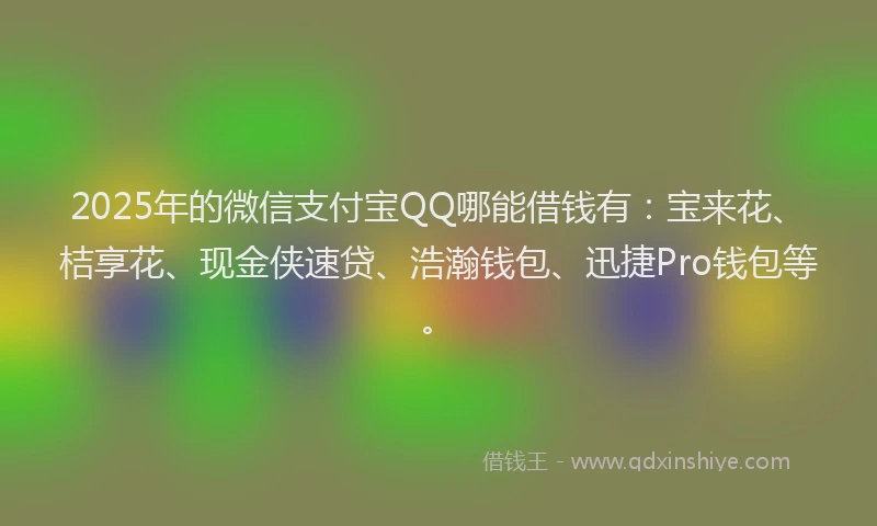 2025年的微信支付宝QQ哪能借钱有：宝来花、桔享花、现金侠速贷、浩瀚钱包、迅捷Pro钱包等。