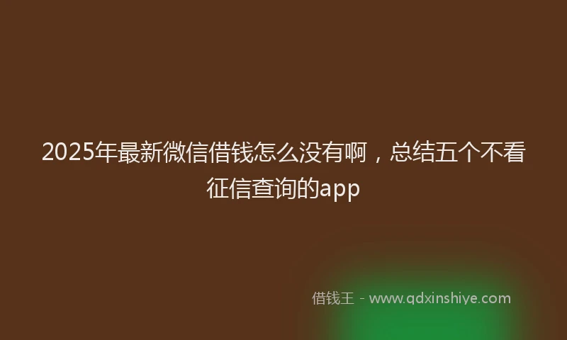 2025年最新微信借钱怎么没有啊，总结五个不看征信查询的app