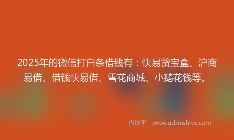2025年的微信打白条借钱有：快易贷宝盒、沪商易借、借钱快易借、雪花商城、小鹅花钱等。