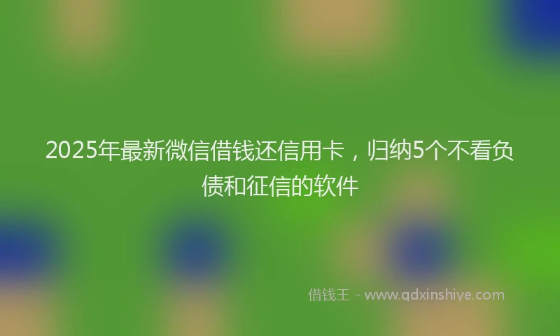 2025年最新微信借钱还信用卡，归纳5个不看负债和征信的软件