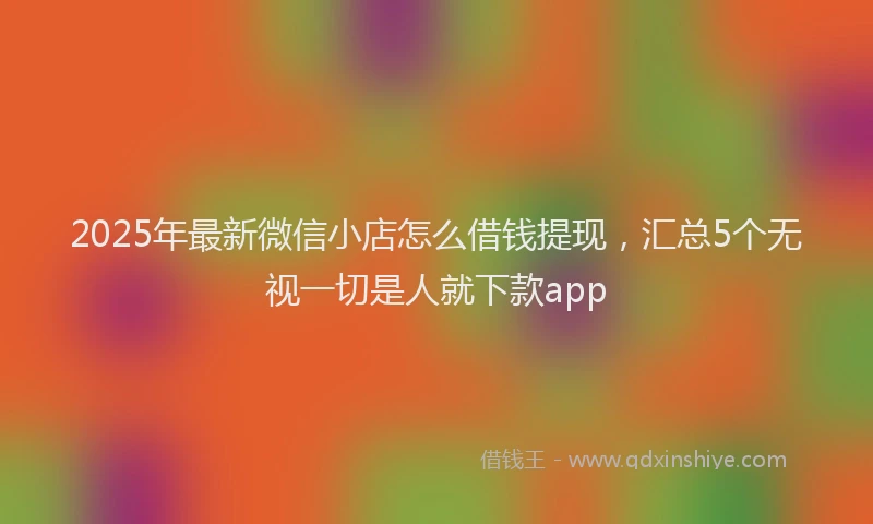 2025年最新微信小店怎么借钱提现，汇总5个无视一切是人就下款app