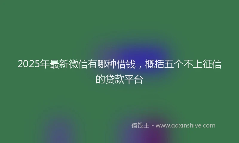 2025年最新微信有哪种借钱，概括五个不上征信的贷款平台