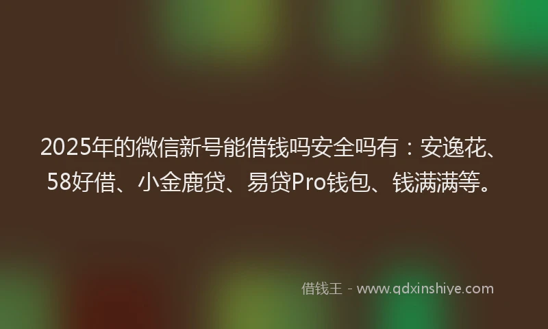 2025年的微信新号能借钱吗安全吗有：安逸花、58好借、小金鹿贷、易贷Pro钱包、钱满满等。