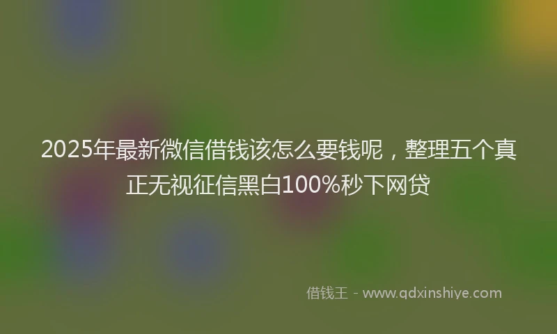 2025年最新微信借钱该怎么要钱呢，整理五个真正无视征信黑白100%秒下网贷