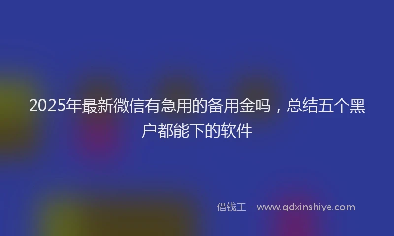 2025年最新微信有急用的备用金吗，总结五个黑户都能下的软件
