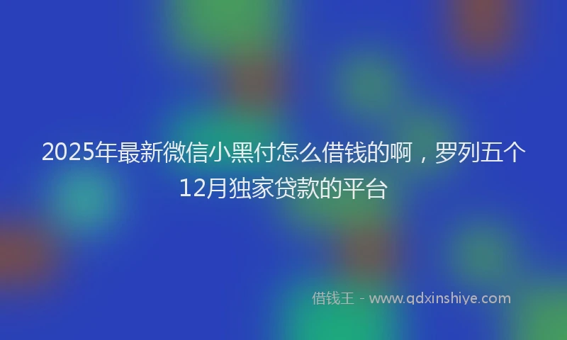 2025年最新微信小黑付怎么借钱的啊，罗列五个12月独家贷款的平台