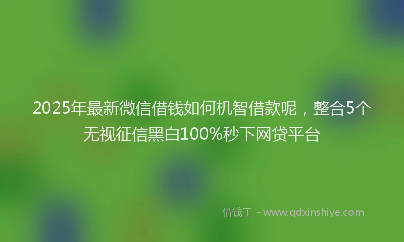 2025年最新微信借钱如何机智借款呢，整合5个无视征信黑白100%秒下网贷平台