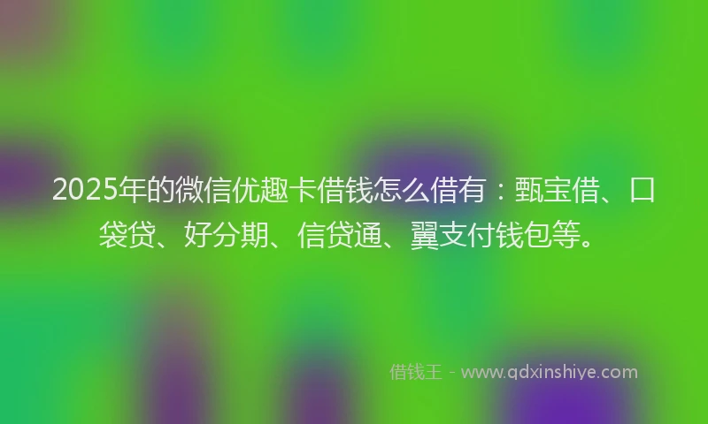 2025年的微信优趣卡借钱怎么借有：甄宝借、口袋贷、好分期、信贷通、翼支付钱包等。