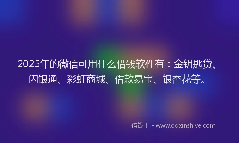 2025年的微信可用什么借钱软件有：金钥匙贷、闪银通、彩虹商城、借款易宝、银杏花等。